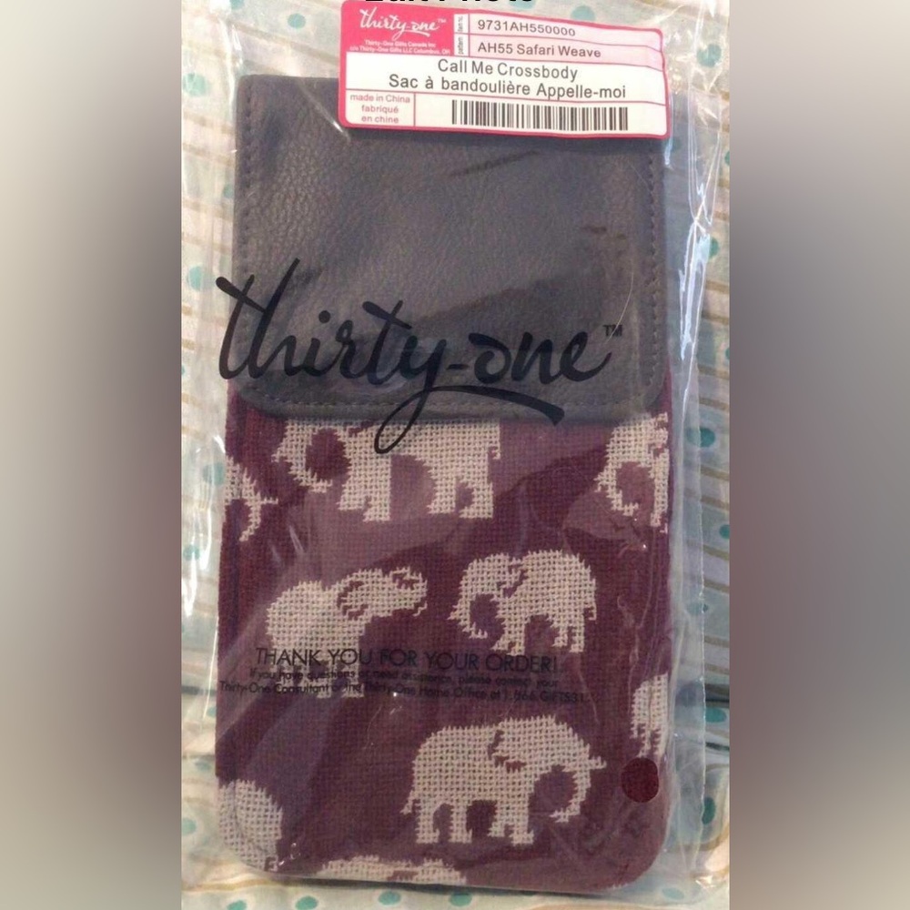 Thirty-One Burgundy Safari Weave! Call Me Crossbody! New in Bag!